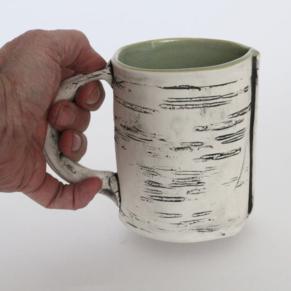 16oz Green Faux Bois Birch Mug