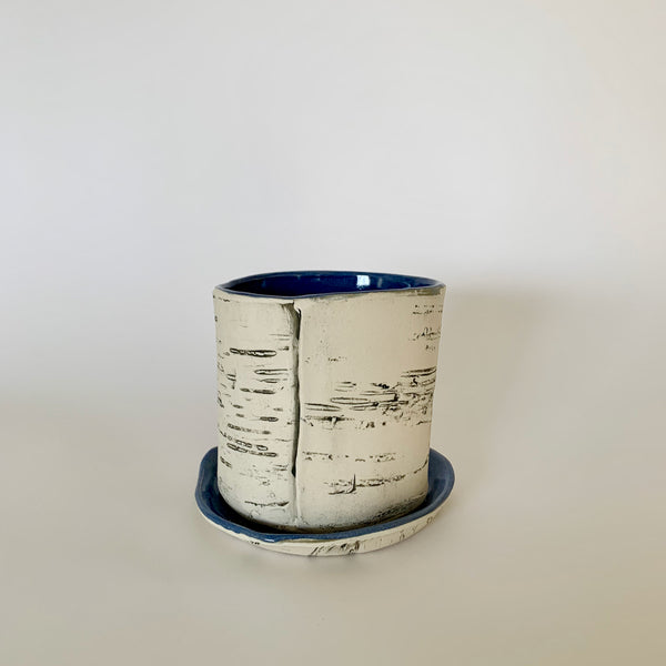 4" Birch Planter with Tray