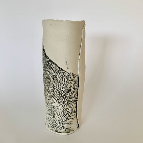 10" White Jute Vase