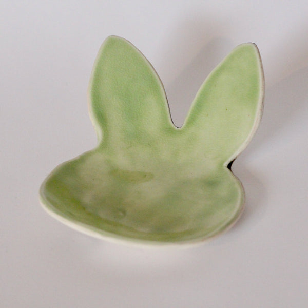 Rabbit Shaped Birch Ring Dish - Green