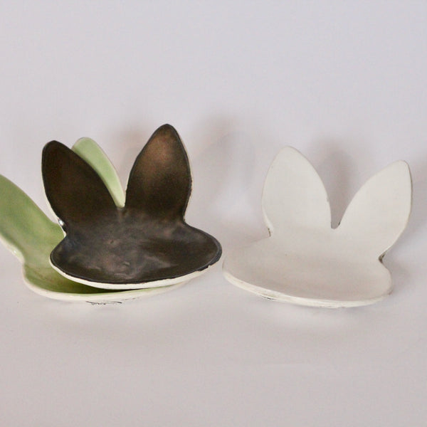 Rabbit Shaped Birch Ring Dish - Green