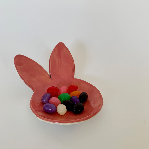 Rabbit Shaped Birch Ring Dish - Pink