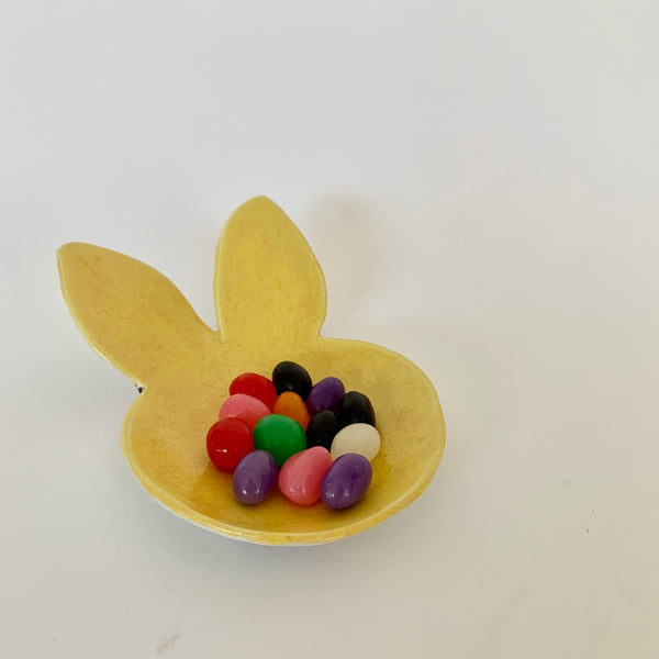 Rabbit Shaped Birch Ring Dish - Yellow
