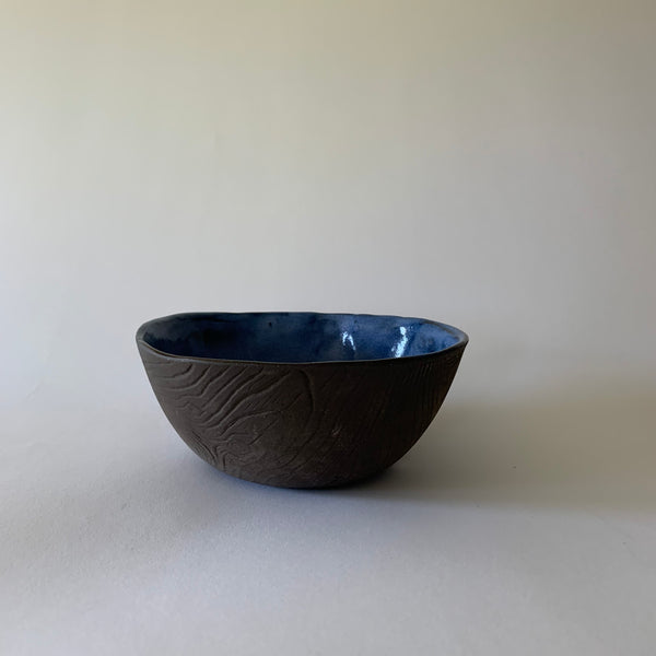 Blue Wood Grain Soup Bowl