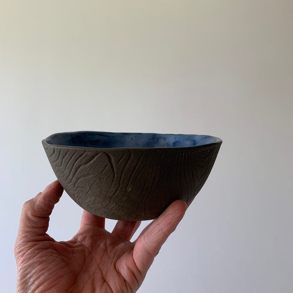 Blue Wood Grain Soup Bowl