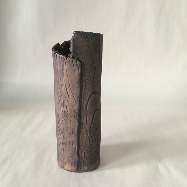 7" Brown Faux Bois Vase