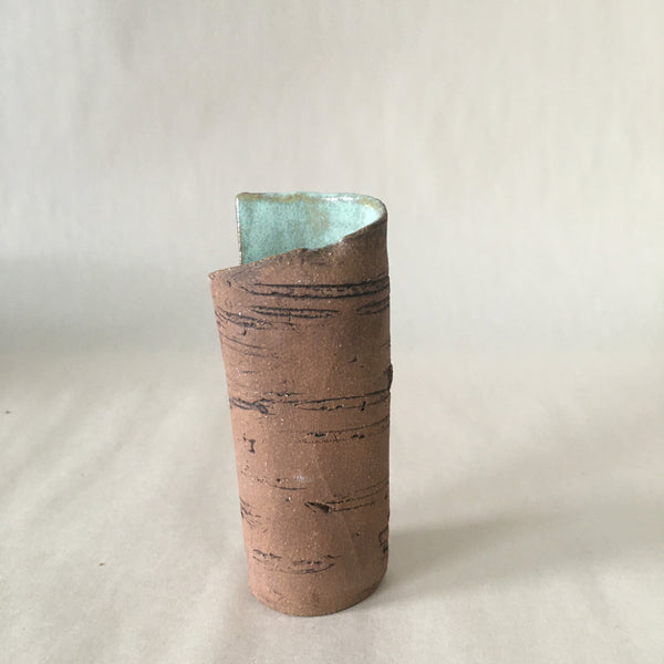 4" Green Birch Texture Bud Vase