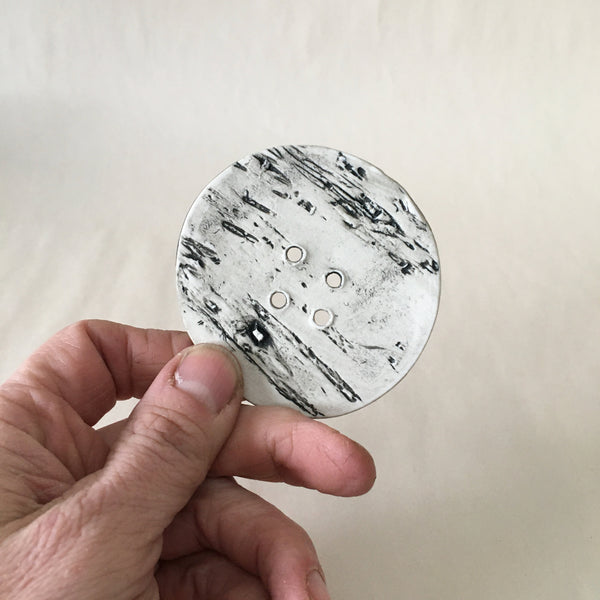 Handmade Ceramic Birch Buttons: 3" Blue
