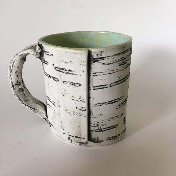12oz Green Faux Bois Birch Mug