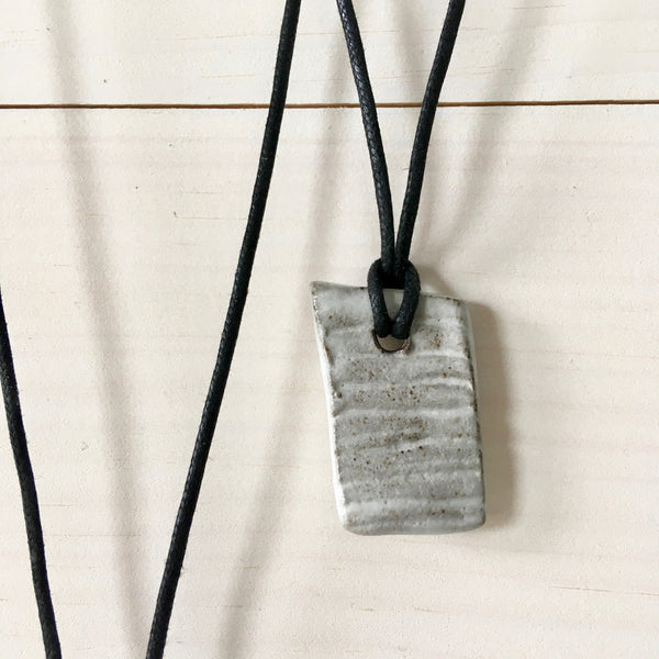 Faux Bois Wooden White Shard Pendant Necklace