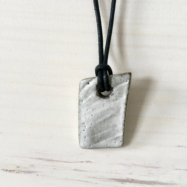 Faux Bois Wooden White Shard Pendant Necklace