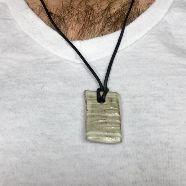 Faux Bois Wooden White Shard Pendant Necklace