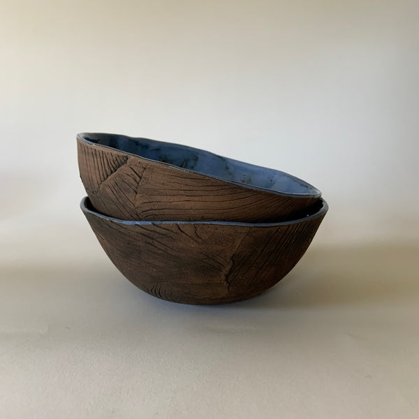 Blue Faux Bois Soup Bowl