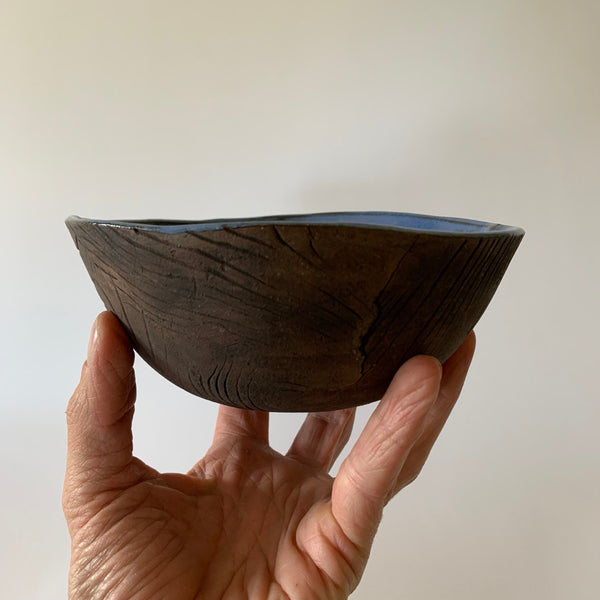 Blue Faux Bois Soup Bowl