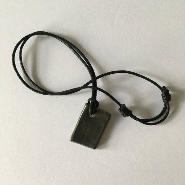 Wood Shard Pendant Necklace - Black