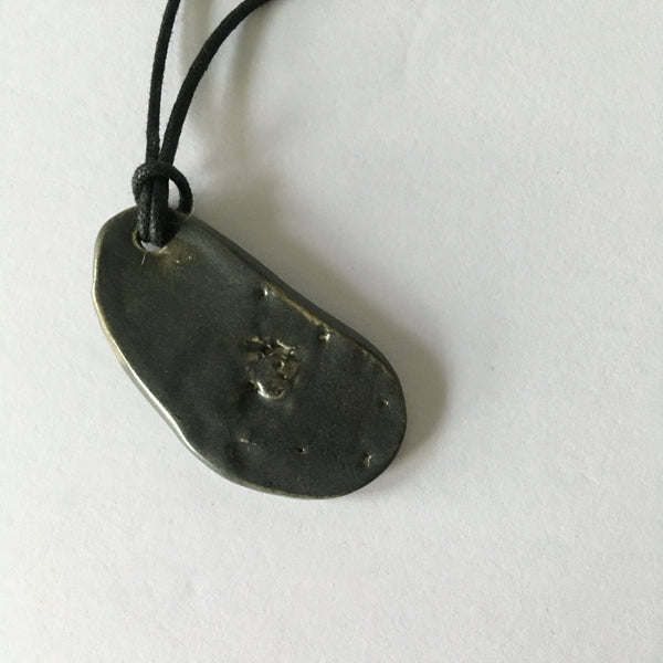 Gun Metal Oval Pendant Necklace