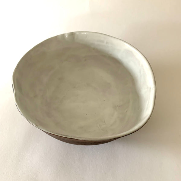 White Brown Birch Bark Serving Bowl