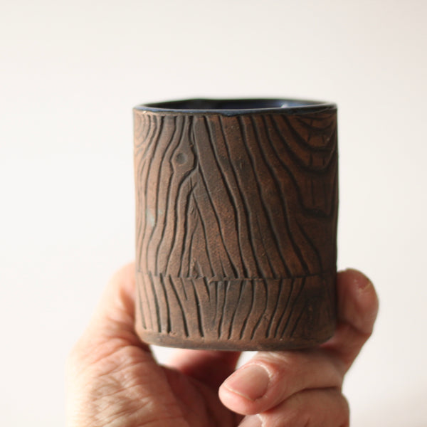 Blue Faux Bois Juice Cup