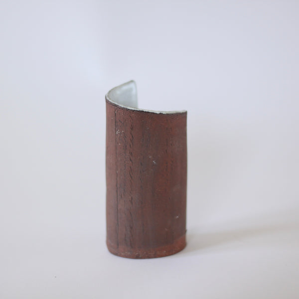 4” White Red Wood Bud Vase