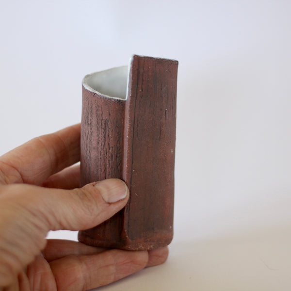 4” White Red Wood Bud Vase