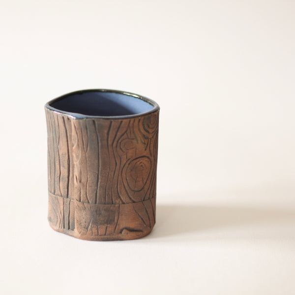 Blue Faux Bois Juice Cup