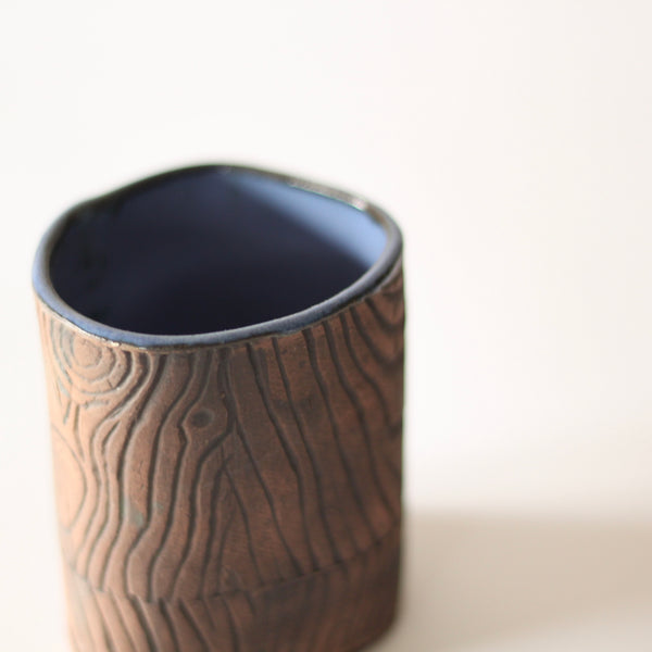 Blue Faux Bois Juice Cup