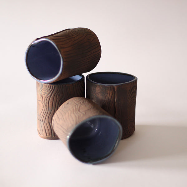 Blue Faux Bois Juice Cup