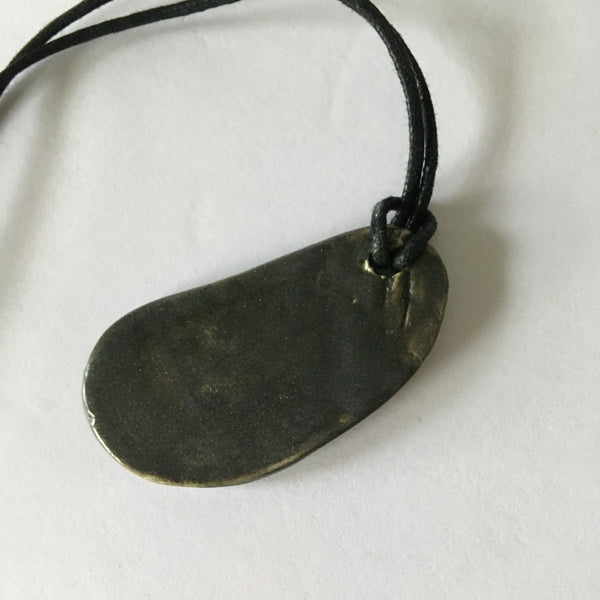 Gun Metal Oval Pendant Necklace