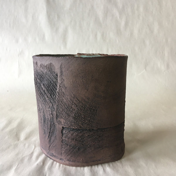 Green Faux Bois Tree Ring Ceramic Vase