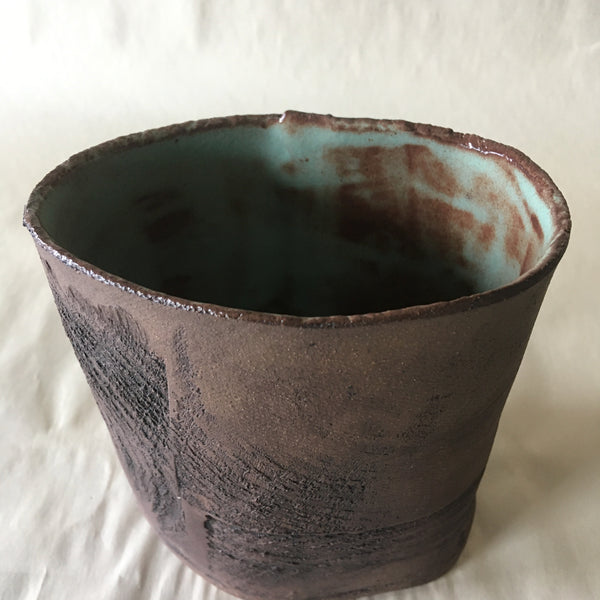 Green Faux Bois Tree Ring Ceramic Vase