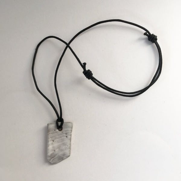 Wood Shard Pendant Necklace - White