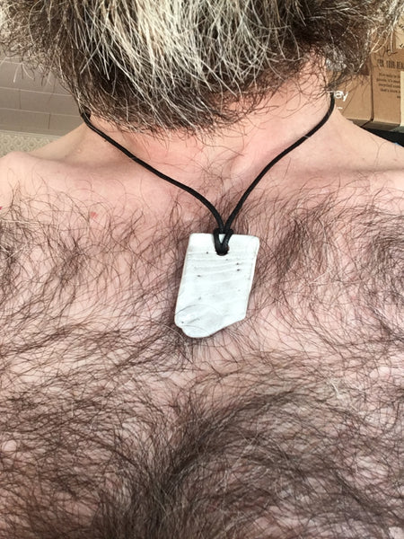 Wood Shard Pendant Necklace - White