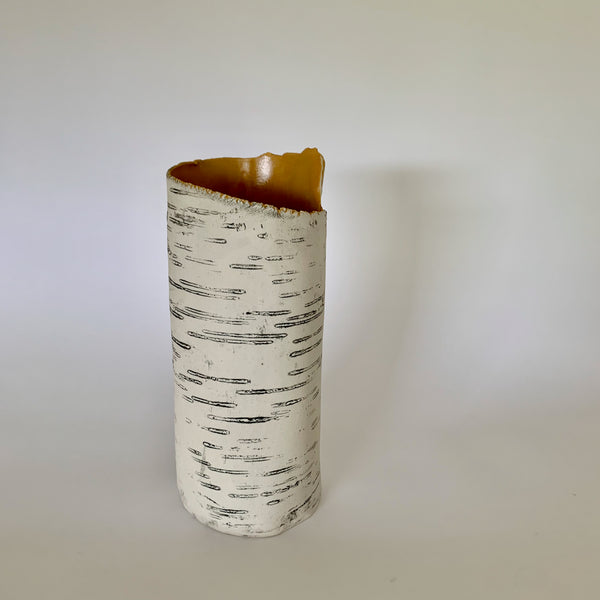 10.5" Yellow Orange Birch Vase