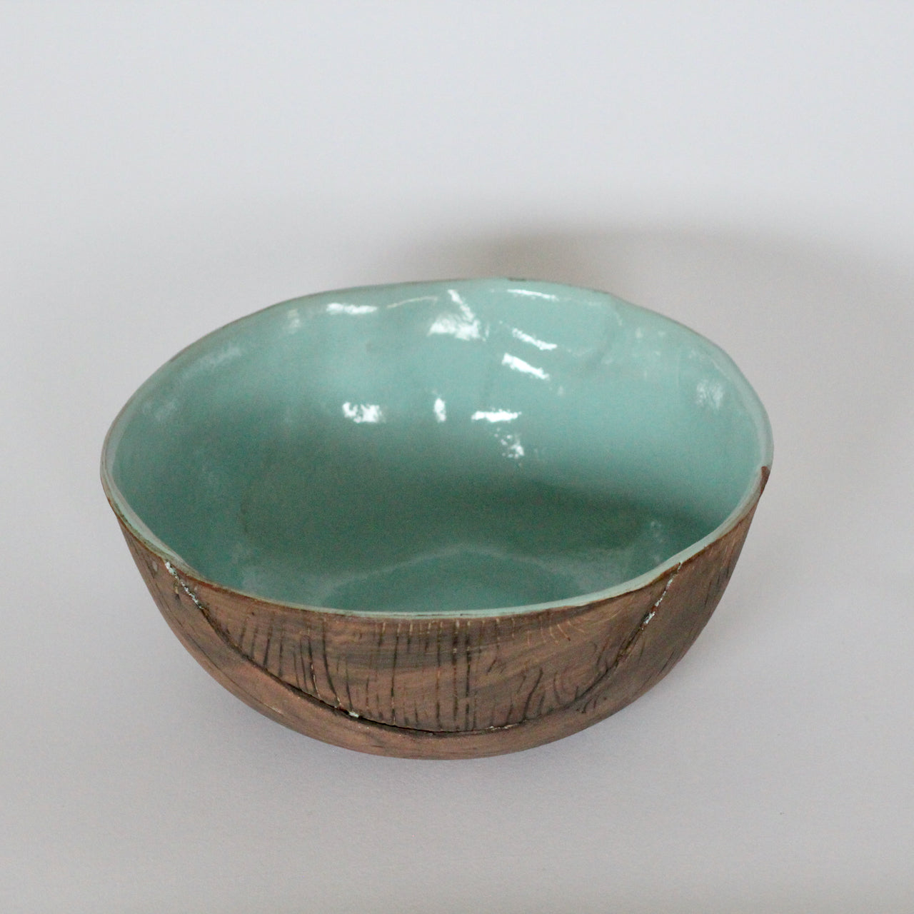 Celadon Faux Bois Serving Bowl