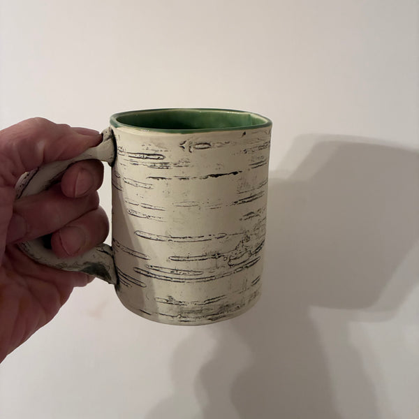 12oz Emerald Green Faux Bois Birch Mug