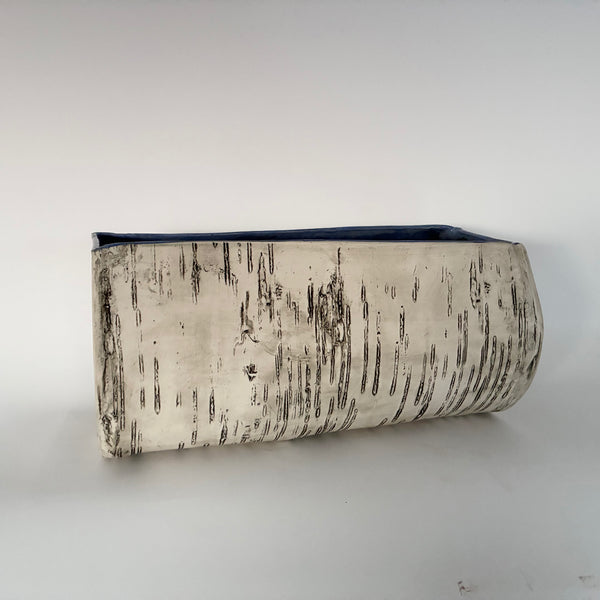 Reserved: Blue Birch Log Vase