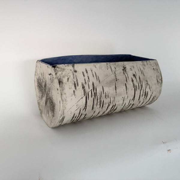 Reserved: Blue Birch Log Vase