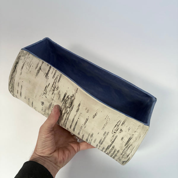 Reserved: Blue Birch Log Vase