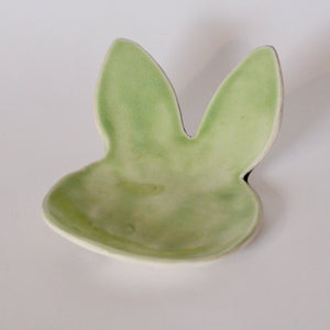 Rabbit Shaped Birch Ring Dish - Green