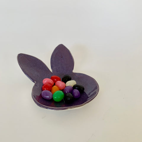 Rabbit Shaped Birch Ring Dish - Purple