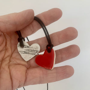 Red Heart Shaped Birch Pendant