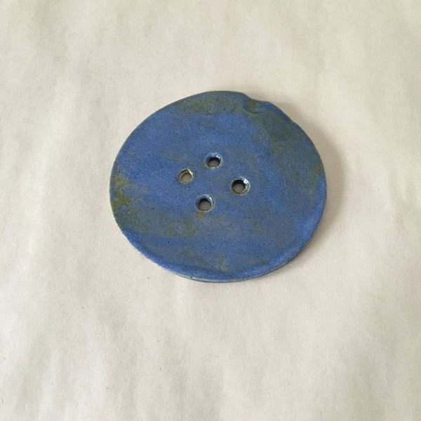 Handmade Ceramic Birch Buttons: 3" Blue