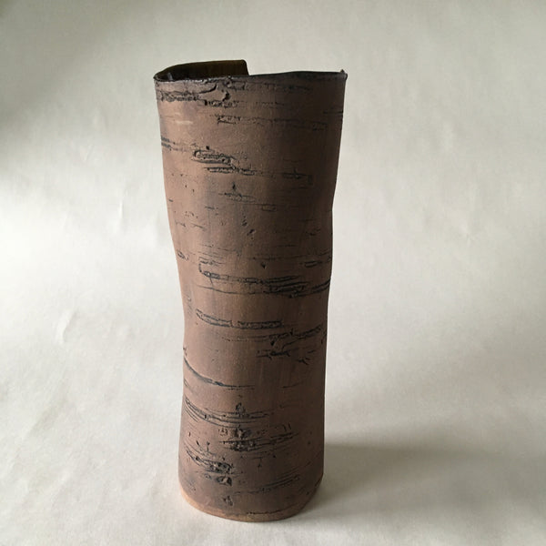 Large Brown Stoneware Birch Vase