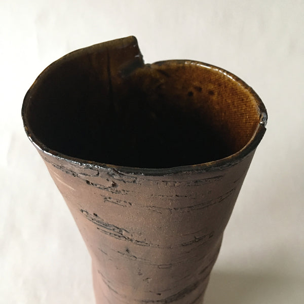 Large Brown Stoneware Birch Vase