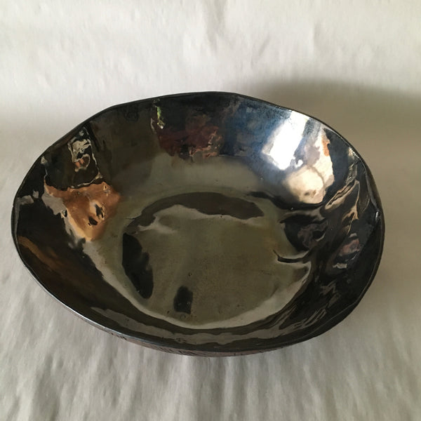 Mirrored Brown Faux Bois Bowl