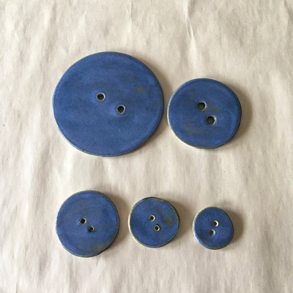 Handmade Ceramic Birch Buttons: 1" Blue
