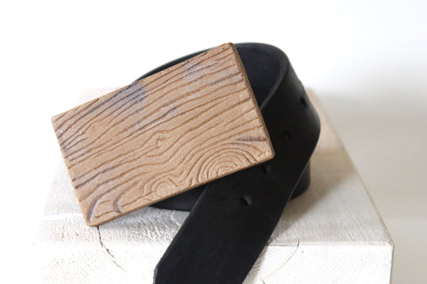 Handmade Ceramic Wood Grain Belt Buckle