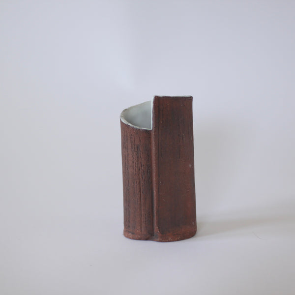 4” White Red Wood Bud Vase
