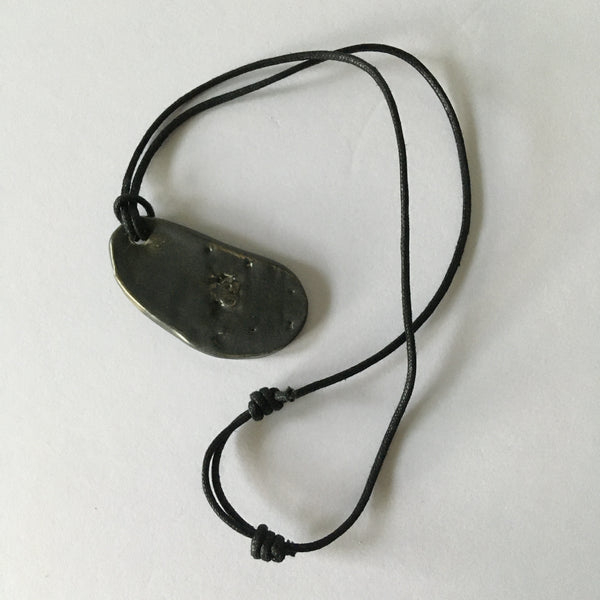 Gun Metal Oval Pendant Necklace