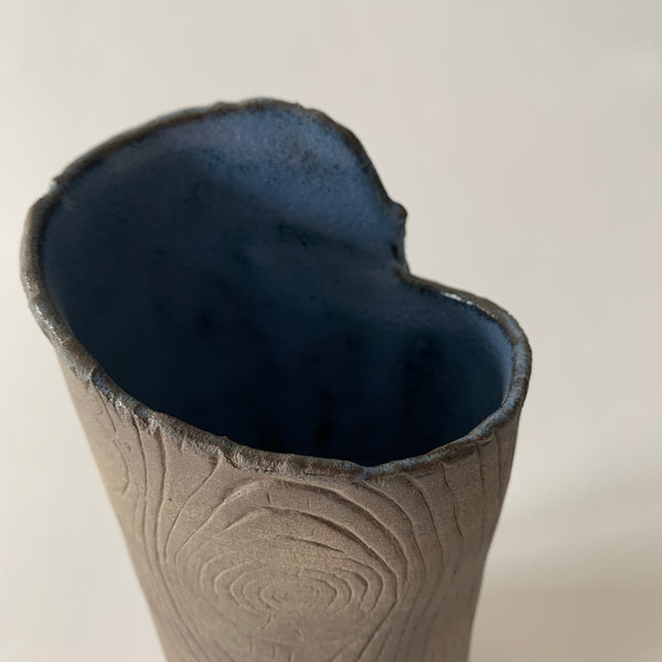 6" Blue Faux Bois Vase